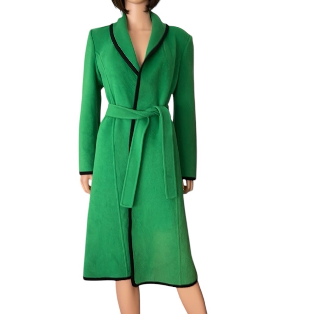 Vintage Michael Kors Couture Italy Wool Angora Cashmere Coat Black Trim